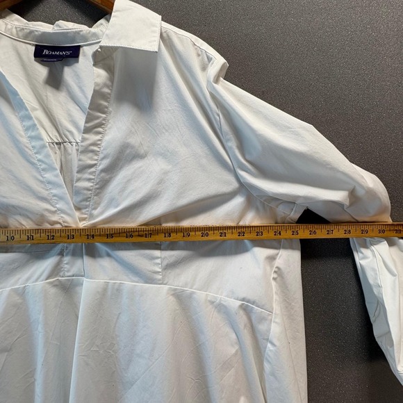Roaman's White Tunic‎ Top Plus Size 22W Long Sleeve V Neck Hi Low Hem Shirt - Picture 4 of 6